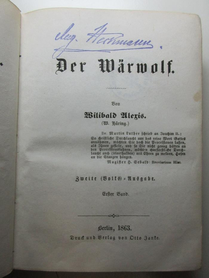 11 L 375&lt;2&gt;-11/12 : Der Wärwolf (1863)