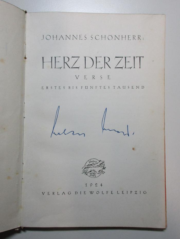 15 L 547 : Herz der Zeit : Verse (1924)