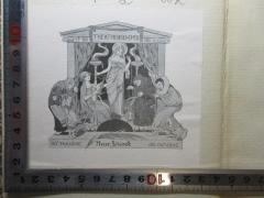 - (Theaterbibliothek Heinr. Stümcke), Etikett: Exlibris, Name, Abbildung; 'Theaterbibliothek
Das Leben
Die Tragödie Heinr. Stümcke Die Comödie'. 