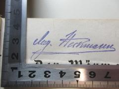 - (Hermann, Aug.), Von Hand: Autogramm; 'Aug. Hermann.'. 