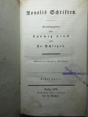 11 L 466&lt;4&gt;-1/2 : Novalis Schriften (1826)