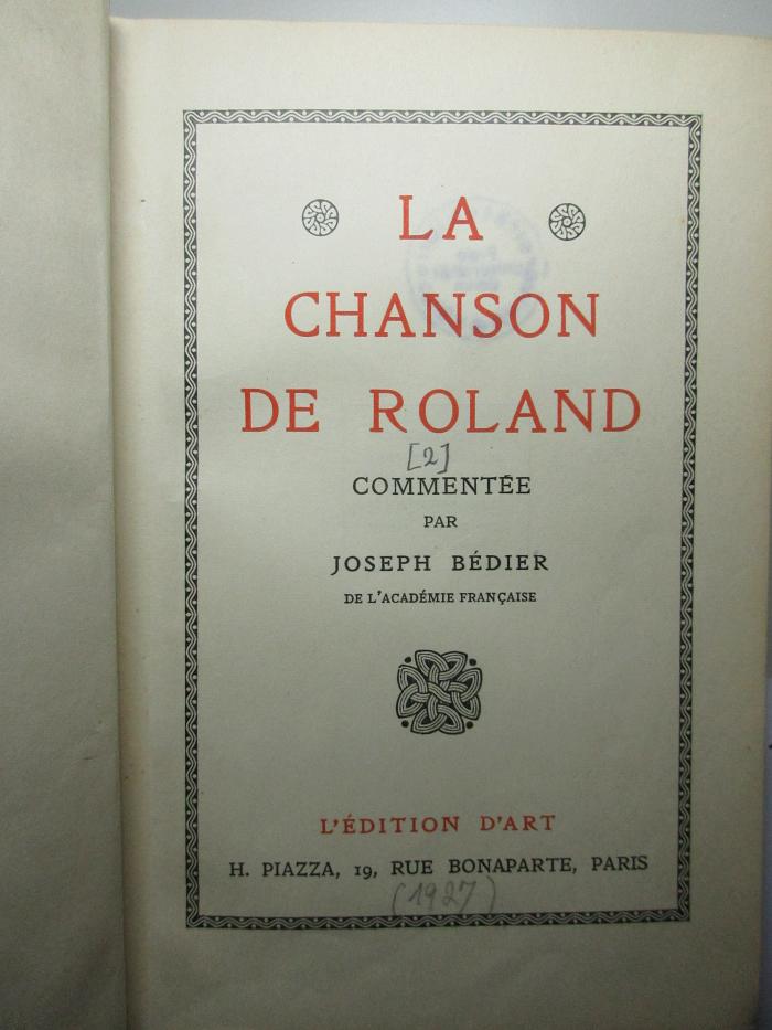 11 N 114-2 : La chanson de Roland (1927)