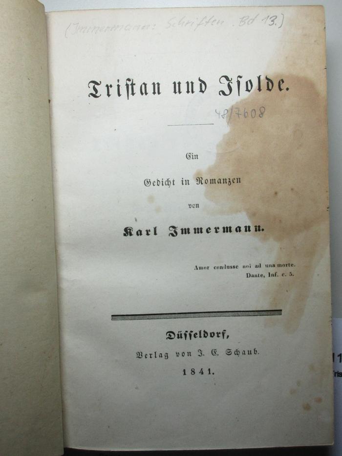 11 L 428-13 : Tristan und Isolde : ein Gedicht in Romanzen (1841)