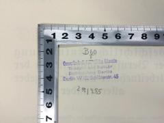 - (Gewerkschaft öffentliche Dienste Transport und Verkehr Bezirksleitung Berlin), Stempel: Name, Ortsangabe; 'Gewerkschaft öffentliche Dienste Transport und Verkehr Bezirksleitung Berlin Berlin W 15, Schlüterstr. 45 I; 252 /285'. 