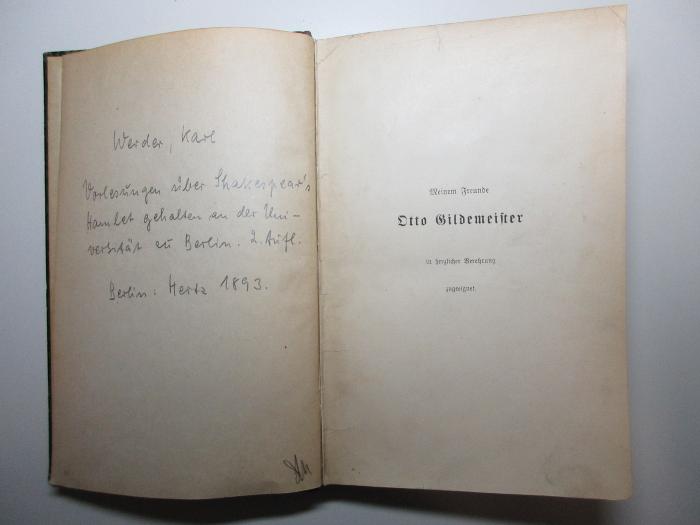 11 X 114&lt;2&gt; : Vorlesungen über Shakespeare's Hamlet gehalten an der Universität zu Berlin (1893)