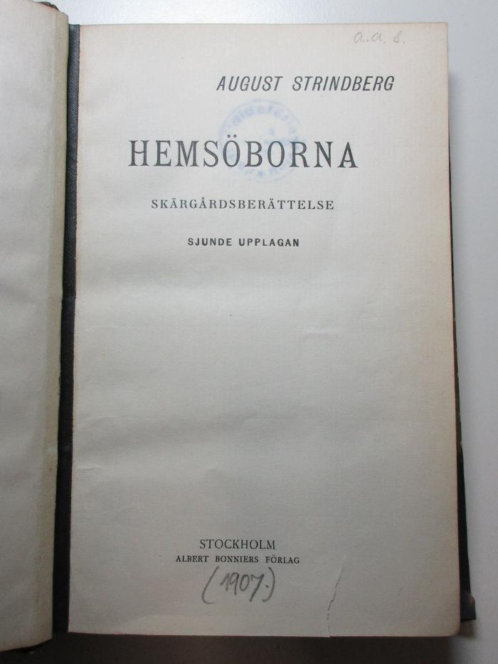 11 Q 51&lt;7&gt; : Hemsöborna : skärgårdsberättelse (1907)