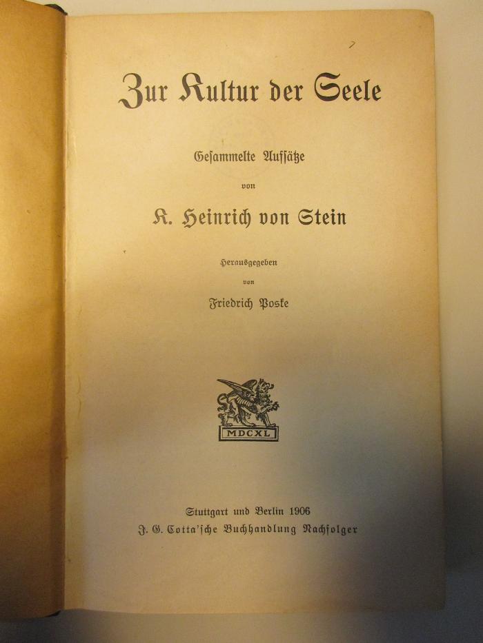 17 L 294<a> : Zur Kultur der Seele : gesammelte Aufsätze (1906)</a>