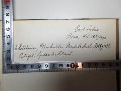 - (Enders, Carl), Von Hand: Autogramm, Ortsangabe, Datum, Notiz; 'Carl Enders
Bonn, W.S.1899/1900.
F. Holthausen, Alsächsisches Elementarbuch, Hdlbg 1899.
Behagel, Syntax der Heliand[?].'. 