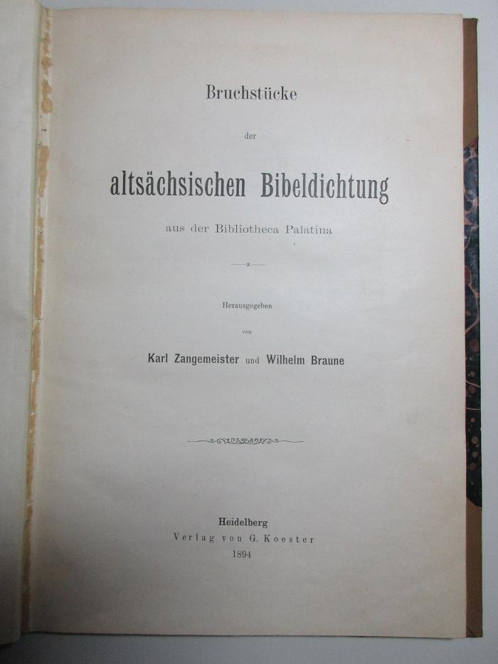 17 L 331 : Bruchstücke der altsächsischen Bibeldichtung aus der Bibliotheca Palatina (1894)