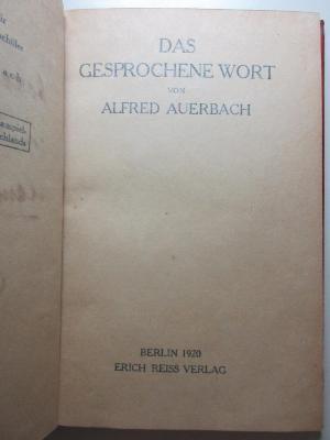 17 L 470 : Das gesprochene Wort (1920)