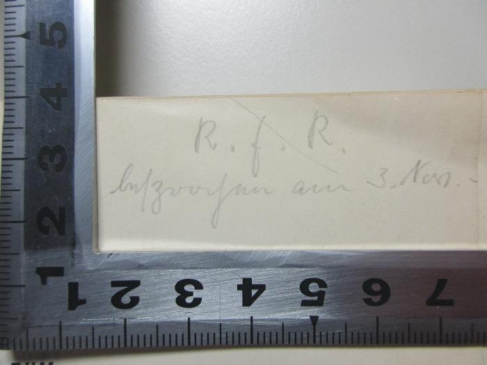 - (unbekannt), Von Hand: Datum, Notiz; 'R. f. R.
[?]z[?]nen am 3. Nov.'. ;12 D 485 : Die Lösung des Verkehrsproblems als Mittel zum Neuaufbau der Wirtschaft : ein Ergebnis objektiver Wirtschaftsverfassung (1936)