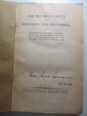 12 C 354 : Die neuen Gesetze und das Londoner Protokoll : mit Notenwechsel, Denkschrift und Begründungen der Reichsregierung, Berichten der Organisationskomitees und den Satzungen der neuen Gesellschaften (1924)