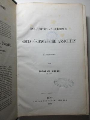 12 D 521 : Rodbertus-Jagetzow's socialökonomische Ansichten (1882)