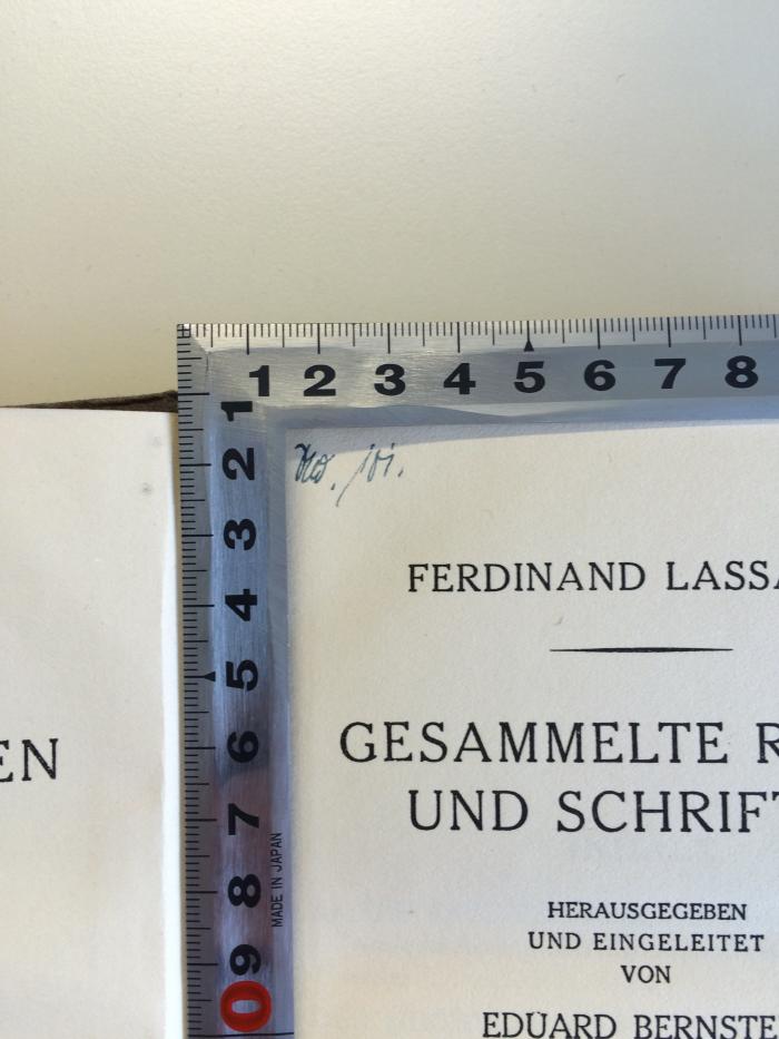 B 976 / 4 b : Gesammelte Reden und Schriften. 
Die Agitation für den Allgemeinen Deutschen Arbeiter-Verein. Das Jahr 1864 - Aktenstücke (1919);-, Von Hand: Signatur; 'No. 181.'