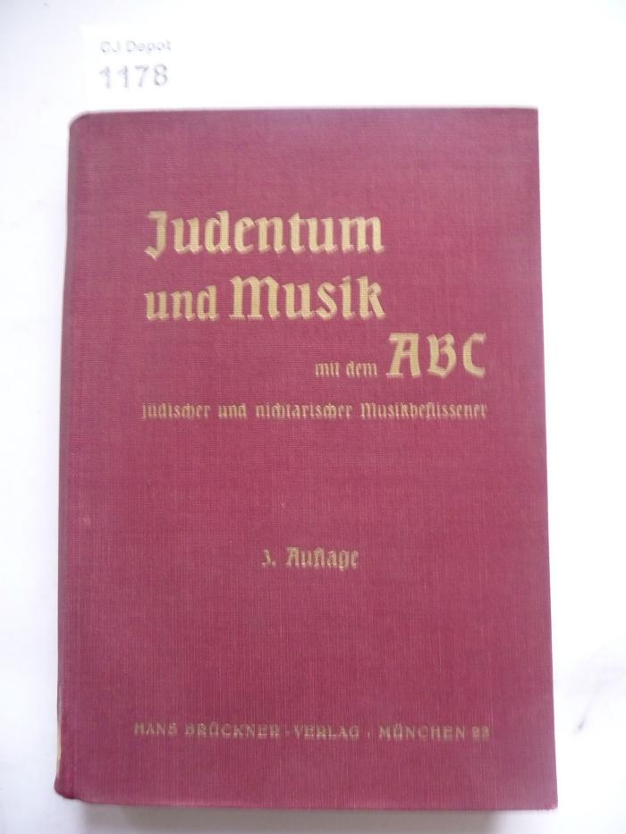  Judentum und Musik mit dem ABC jüdischer und nichtarischer Musikbeflissener.  (1938)