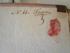 - (Löser, L.), Von Hand: Autogramm, Name, Exemplarnummer; 'N. 83. Löser.'. 