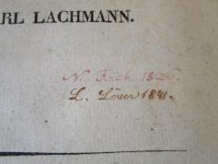 - (Löser, L.), Von Hand: Autogramm, Name, Datum; 'L. Löser 1841.'. 