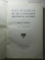 12 H 353 : Das Bildnis bei den altdeutschen Meistern bis auf Dürer (1900)