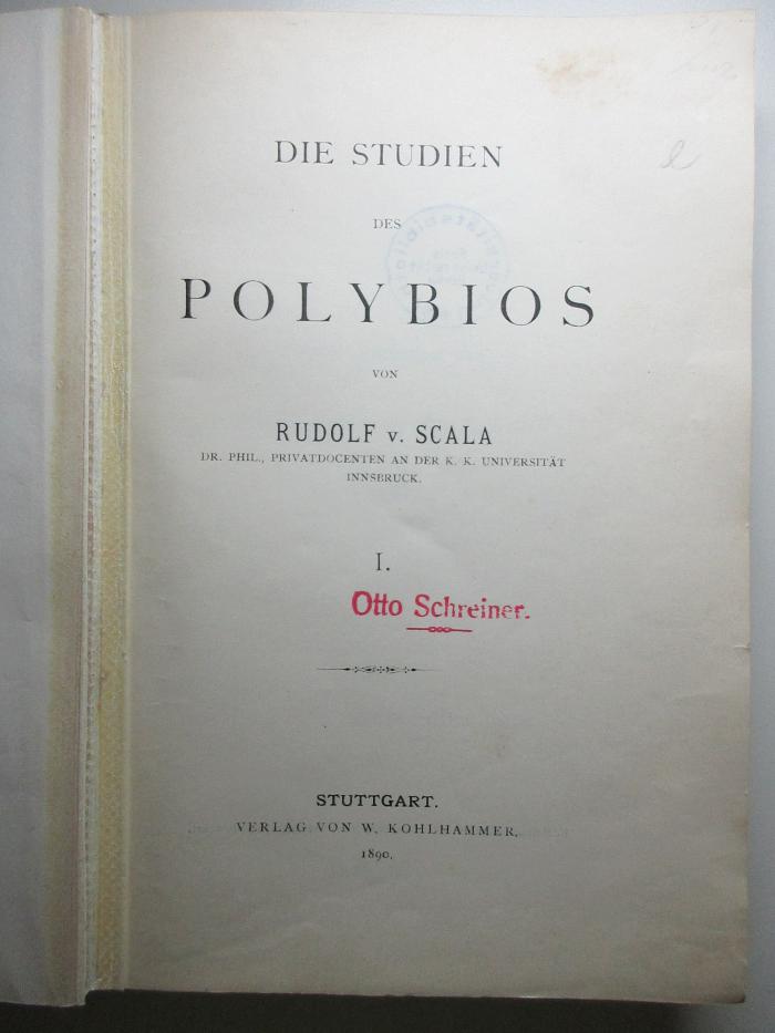 12 K 112-1 : Die Studien des Polybios (1890)