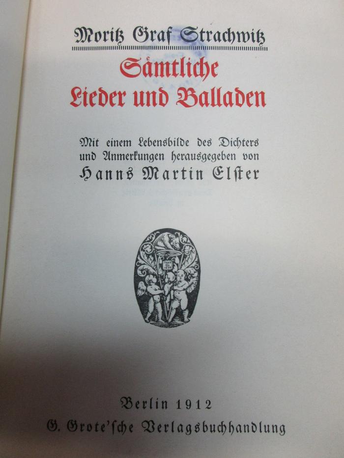 12 L 55 : Sämtliche Lieder und Balladen (1912)