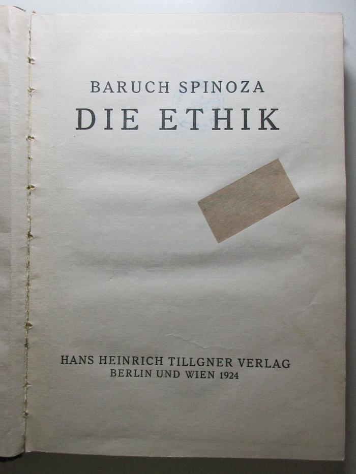 12 G 365 : Die Ethik (1924)