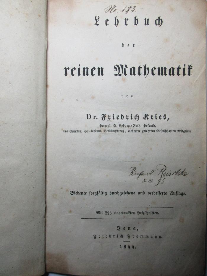 12 X 549&lt;7&gt; : Lehrbuch der reinen Mathematik (1844)