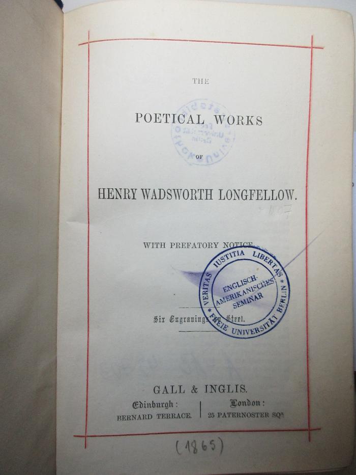 12 X 250 : The poetical works of Henry Wadsworth Longfellow : with prefatory notice (1865)