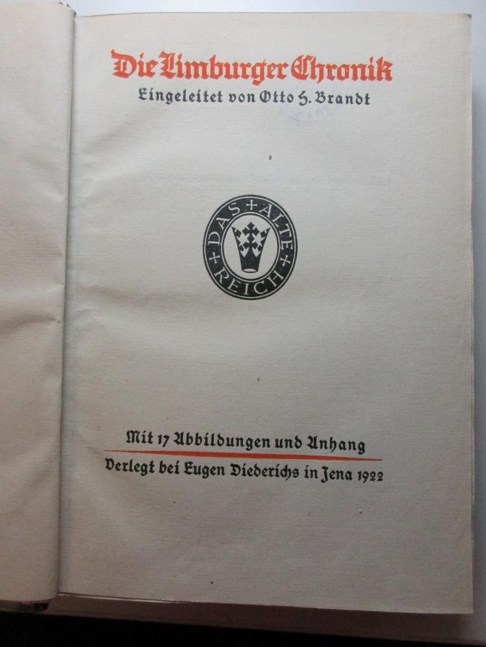 13 F 128 : Die Limburger Chronik (1922)