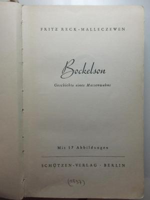 13 F 228 : Bockelson : Geschichte eines Massenwahns (1937)