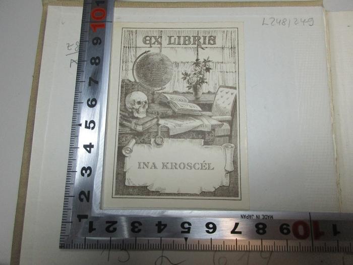 - (Kroscél, Ina), Etikett: Exlibris, Name, Abbildung; 'Ex libris
Ina Kroscél'. ;13 L 619 : Das Altenberg-Buch (1922)