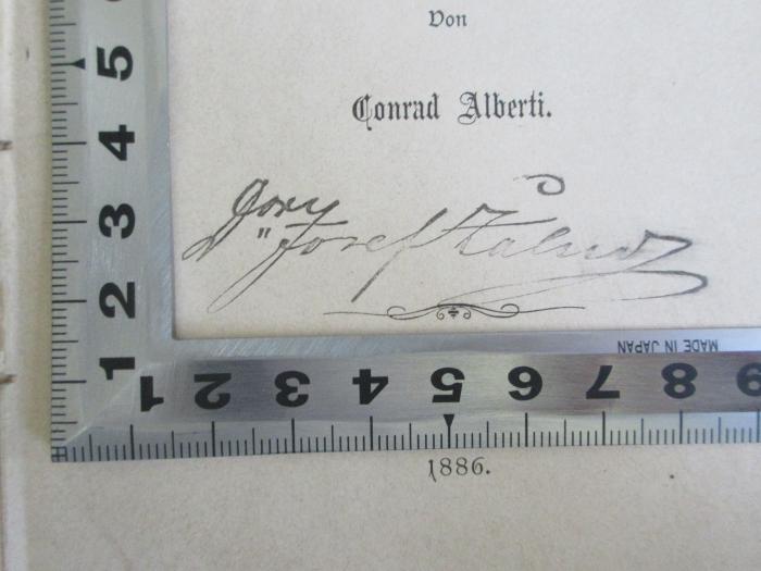 -, Von Hand: Autogramm; '[?] Jozef [?]';13 L 350 : Ludwig Börne (1786-1837) : eine biographisch-literarische Studie zur Feier seines 100jährigen Geburtstags (1886)