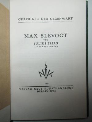 13 H 401 : Max Slevogt (1922)