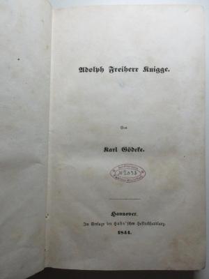 13 L 75 : Adolph Freiherr Knigge (1844)