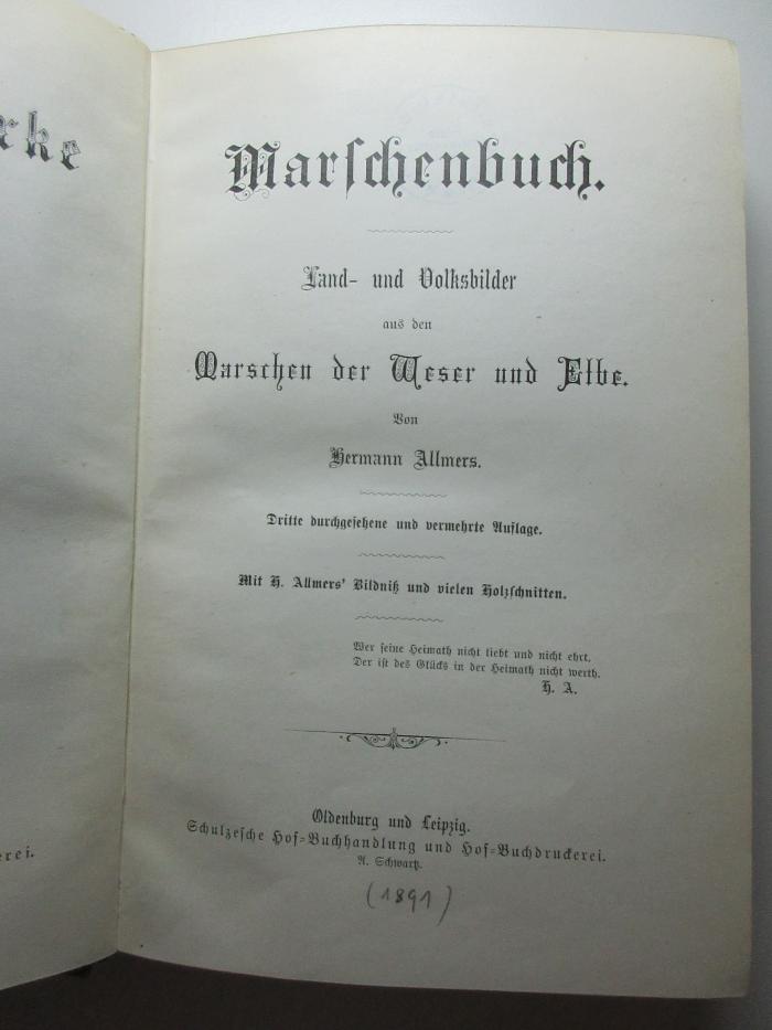 13 L 63&lt;3&gt;-1/2 : Marschenbuch : Land- und Volksbilder aus den Marschen der Weser und Elbe (1891)