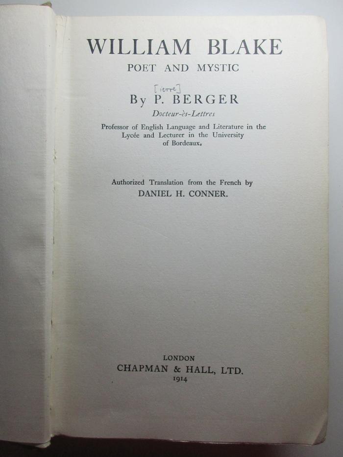 13 M 314 : William Blake : poet and mystic (1914)