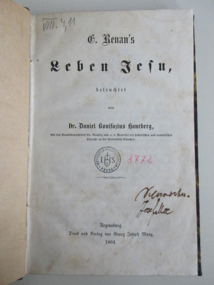 14 B 137 : E. Renan's Leben Jesu (1864)