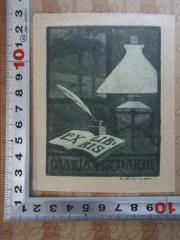 - (Ehrhardt, Maria), Etikett: Exlibris, Name, Abbildung; 'Ex libris
Maria Ehrhardt
R.u.R. Foc. [?]'. 