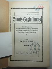 14 D 225 : Staats-Sozialismus : eine Skizzierung ; Bischof von Ketteler/ Kolping/ Windthorst/ Graf Georg von Hertling/ Ernst Lieber : Gegner des Staats-Sozialismus (1924)