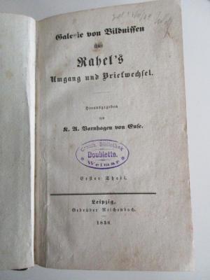 14 A 114-1/2 : Galerie von Bildnissen aus Rahel's Umgang und Briefwechsel (1836)