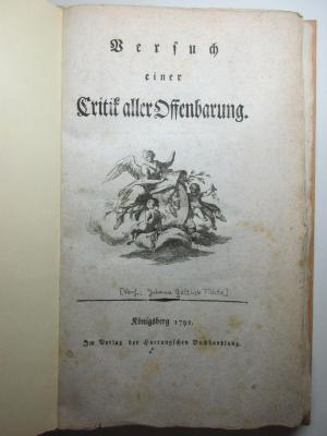 14 B 64 : Versuch einer Critik aller Offenbarung (1792)