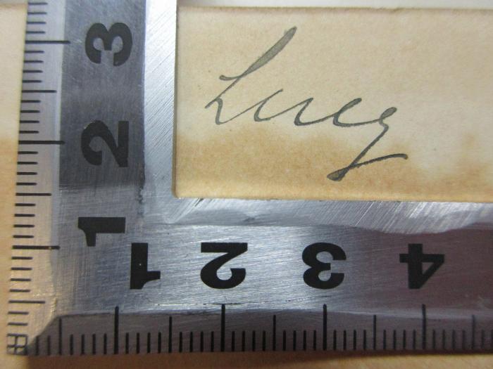 13 P 194 &lt;+&gt; : Swahili Tales as told by natives of Zanzibar (1906);- ([?], Lucy[?]), Von Hand: Autogramm; 'Lucy'. 