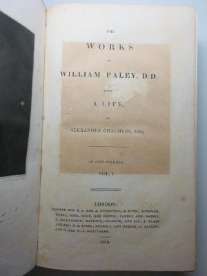 14 B 263-1 : Life of William Paley. Principles of moral an political philosophy (1819)