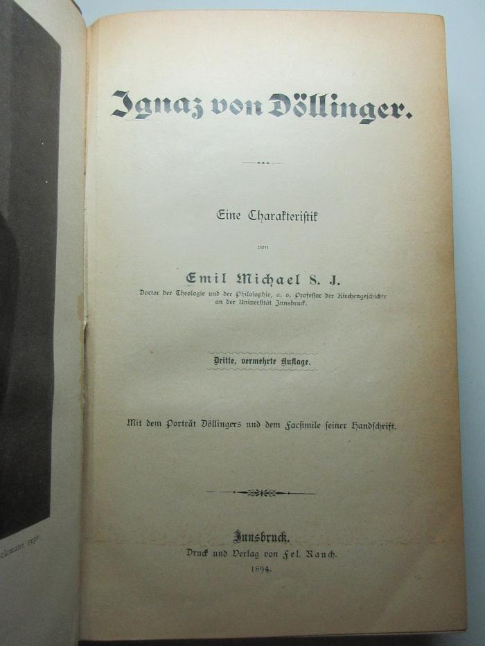 14 B 284&lt;3&gt; : Ignaz von Döllinger : eine Charakteristik (1894)