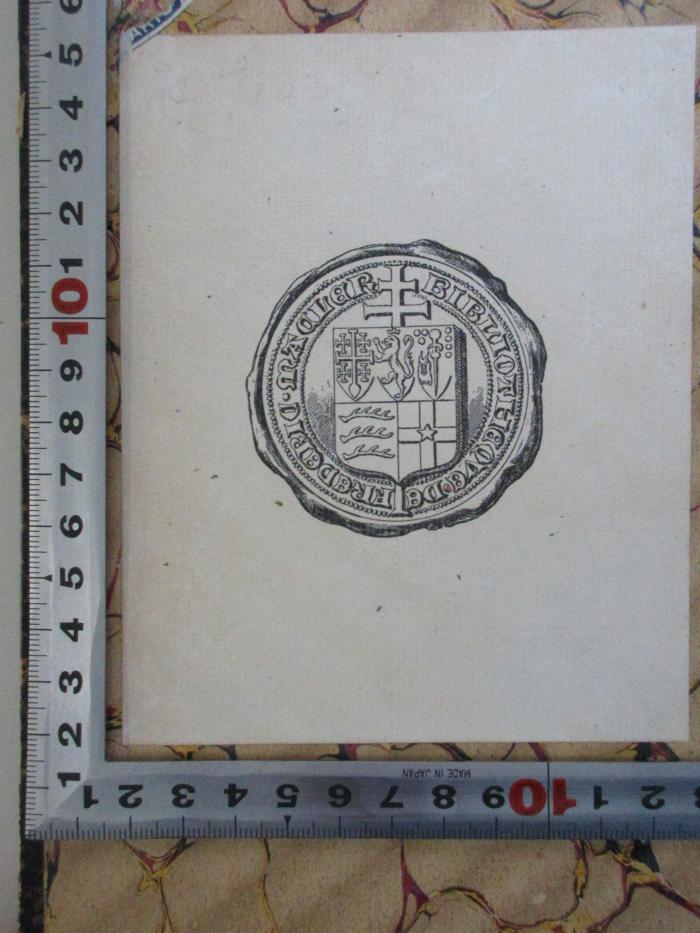 - (Macler, Frederic), Etikett: Exlibris, Wappen, Name; 'Bibliotheque de Frederic Macler'.  (Prototyp);14 B 213-2 : Die griechischen Handschriften des Neuen Testaments (1908)