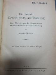 14 D 856 : Die soziale Geschichtsauffassung : eine Widerlegung der marxistischen wirtschaftlichen Geschichtsauffassung (1924)