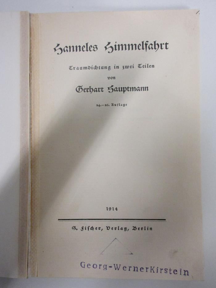 3 L 12&lt;24&gt; : Hanneles Himmelfahrt : Traumdichtung in zwei Teilen (1914)