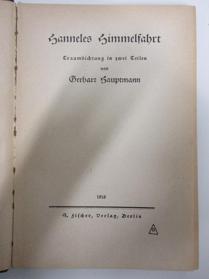 3 L 12&lt;26&gt; : Hanneles Himmelfahrt : Traumdichtung in 2 Teilen (1918)
