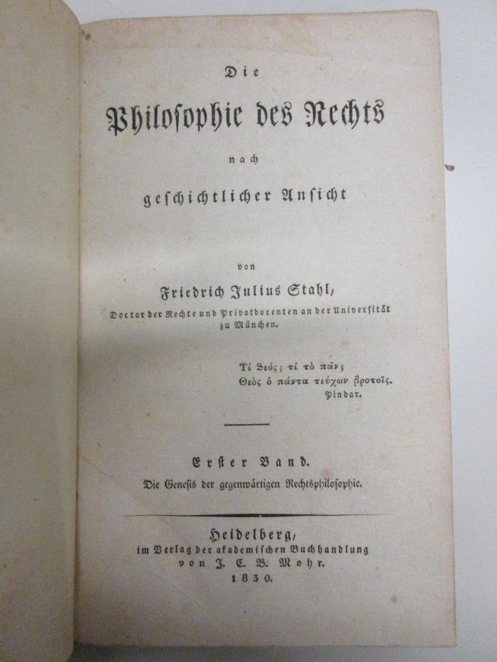 3 C 155-1 : Die Genesis der gegenwärtigen Rechtsphilosophie (1830)