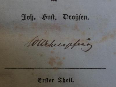 Cn 1058 1058 1: Des Aischylos Werke (1832);- (Wehrenpfennig, W.), Von Hand: Autogramm, Name; 'WWehrenpfennig'. 