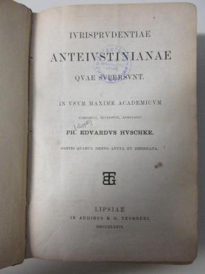 3 C 104&lt;4&gt; : Iurisprudentiae anteiustinianae quae supersunt (1879)
